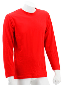 Red Long Sleeve Soft Cotton Tee (Round-Neck)