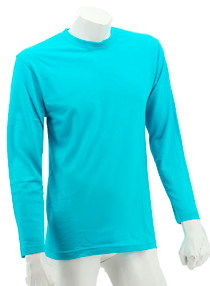 Turquoise Long Sleeve Soft Cotton Tee (Round-Neck)