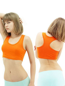 Orange Ladies Midriff X-Back Soft Cotton Tee